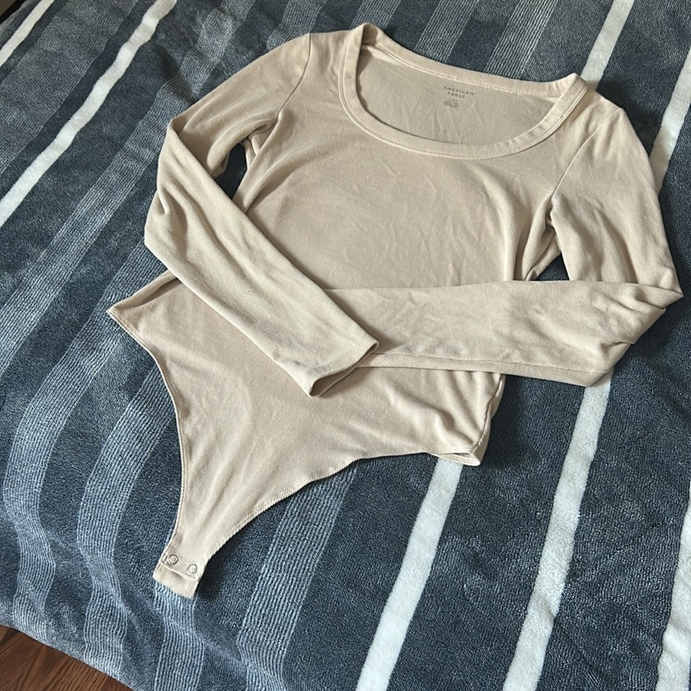 American Eagle Ribbed Women's Bodysuit - Cream Large